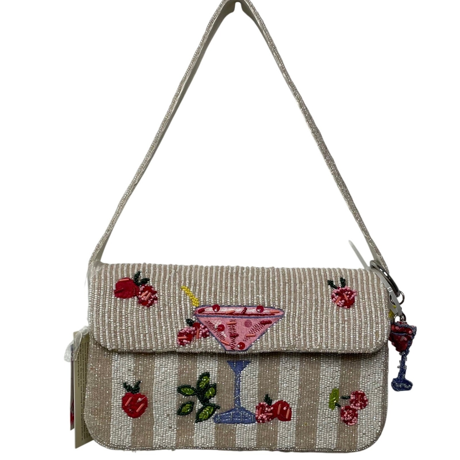 Tik Tok Viral Handcrafted Beaded Martini Cherry Shoulder Bag Purse India New